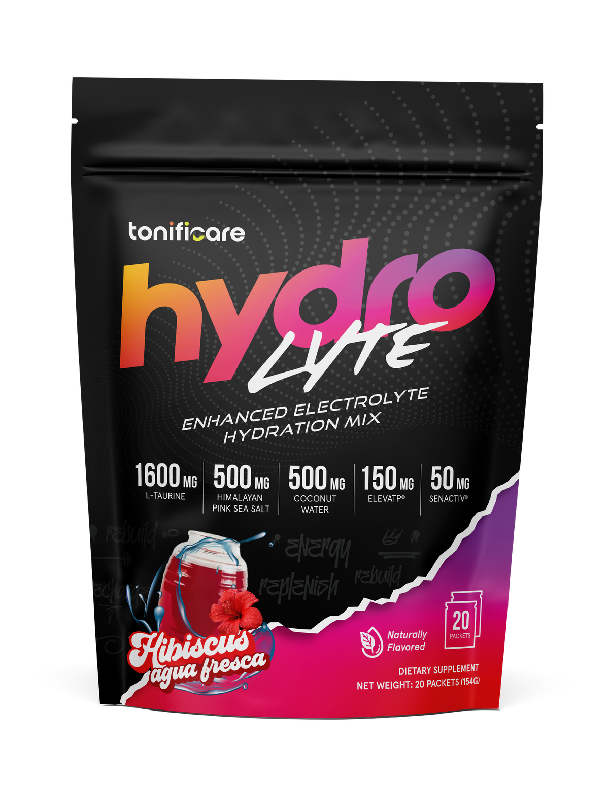 Enhanced Electrolyte Hydration Mix - HydroLyte  | Hibiscus Agua Fresca 20 Single-Serving Packets