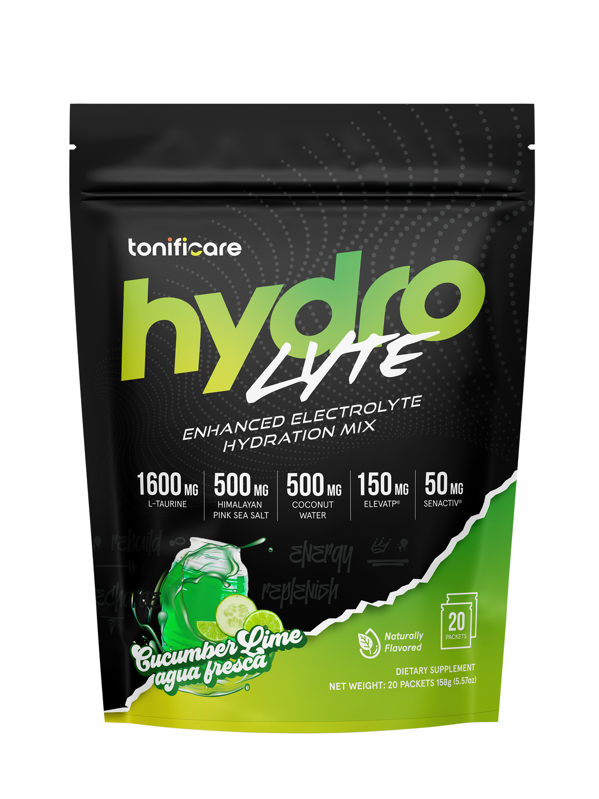 Enhanced Electrolyte Hydration Mix - HydroLyte  | Cucumber Lime Agua Fresca 20 Single-Serving Packets